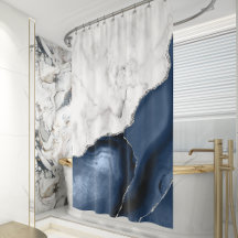 Vit marmor Navy Blue Silver Agat