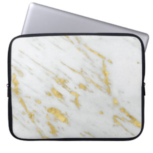 Vit marmor och fläckad Guld Glitter Laptop Sleeve