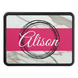 Vit marmor och fuchsia rosa girly add namn dragkroksskydd