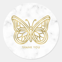 Vit marmor och guld geometrisk fjäril