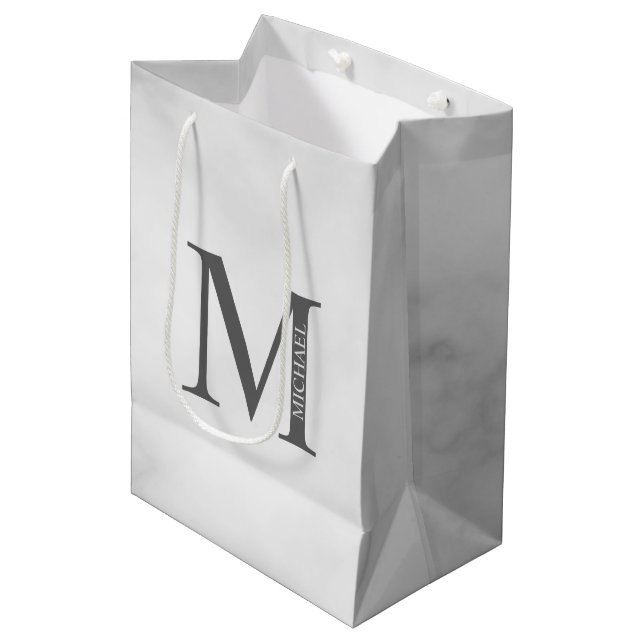 Vit marmor personlig monogram och namn (Framsidan Vinklad)