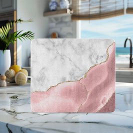 Vit marmor Rosé agat Guldglitter