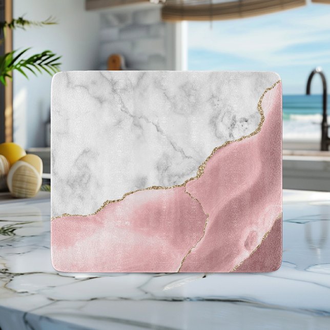 Vit marmor Rosé agat Guldglitter (Skapare uppladdad)