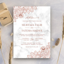 Vit Marmor Roséguld Spets Islamisk Muslim Bröllop