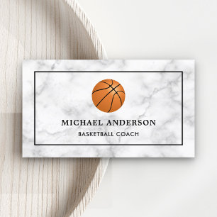 Vit Marmor Sport Professionell Baskettränare Visitkort