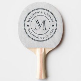 Vit marmor stenhustru Monogram stjärna Pingisracket