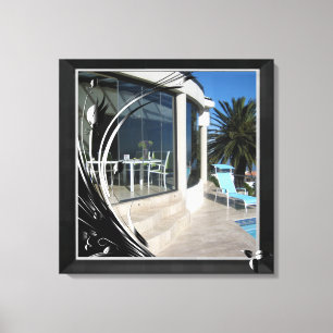 Vit marmor - svart Abstrakt Filigree Canvastryck