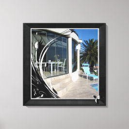 Vit marmor - svart Abstrakt Filigree Canvastryck