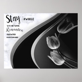 Vit marmor, svart, Guld Filigree Poster