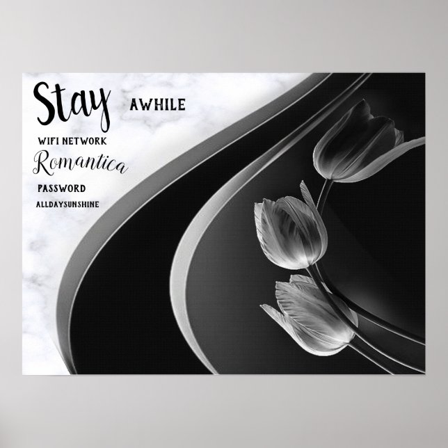 Vit marmor, svart, Guld Filigree Poster (Framsidan)