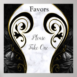 Vit marmor - Svarta Abstraktens favoriter Poster