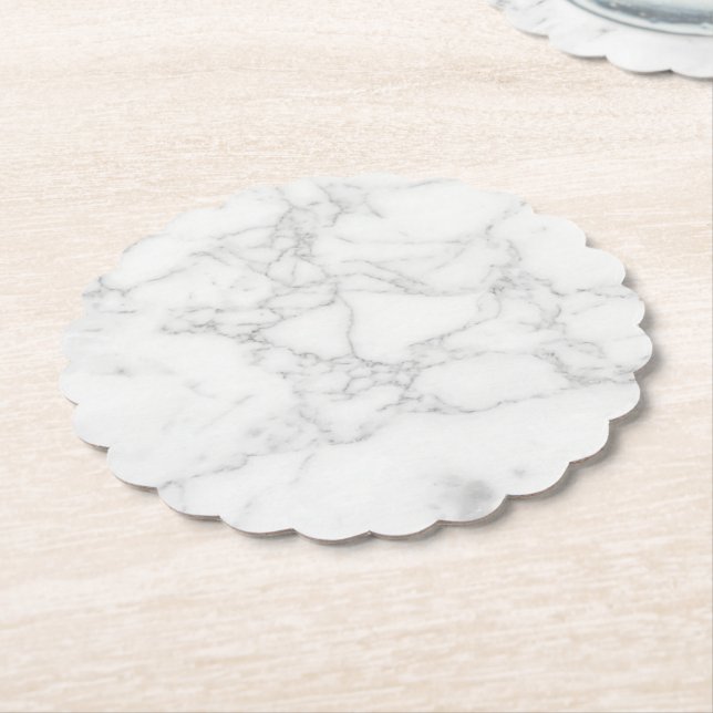 Vit marmor vikt kort underlägg papper (Vinklad)