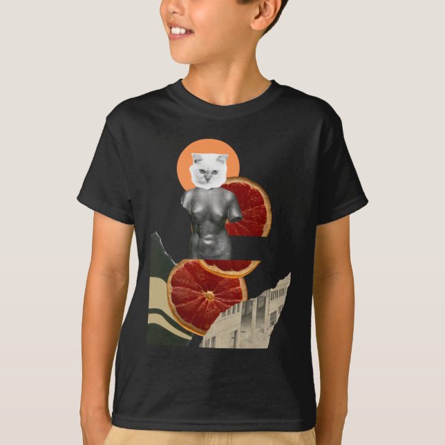 Vit marmorkatt dekal  t shirt (Framsida)
