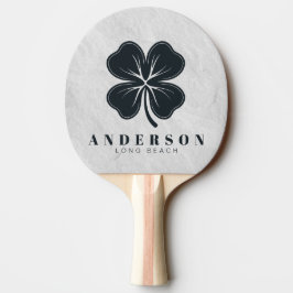 Vit Marmorsten Fyrklöver med Namn Pingisracket
