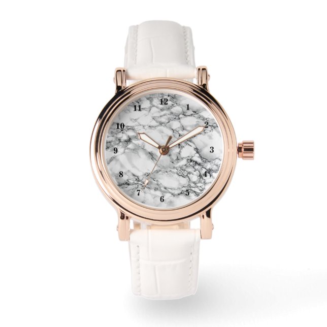 Vit marmorstensklocka armbandsur (Framsida)