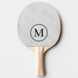 Vit marmorstensmonogram pingisracket
