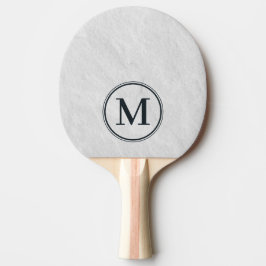 Vit marmorstensmonogram pingisracket