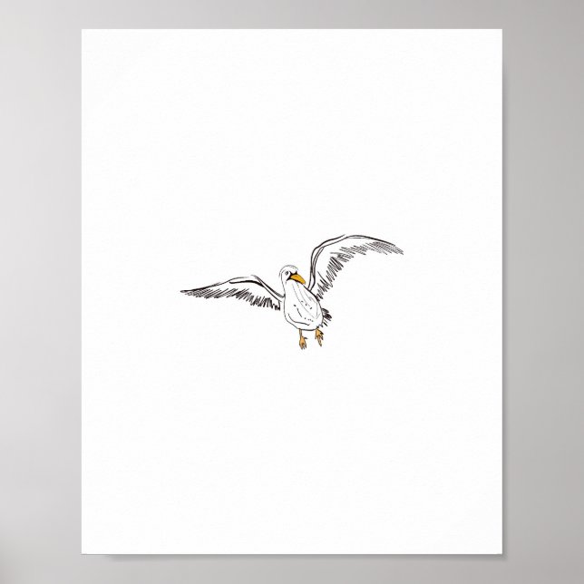 Vit mås fågel poster (Framsidan)