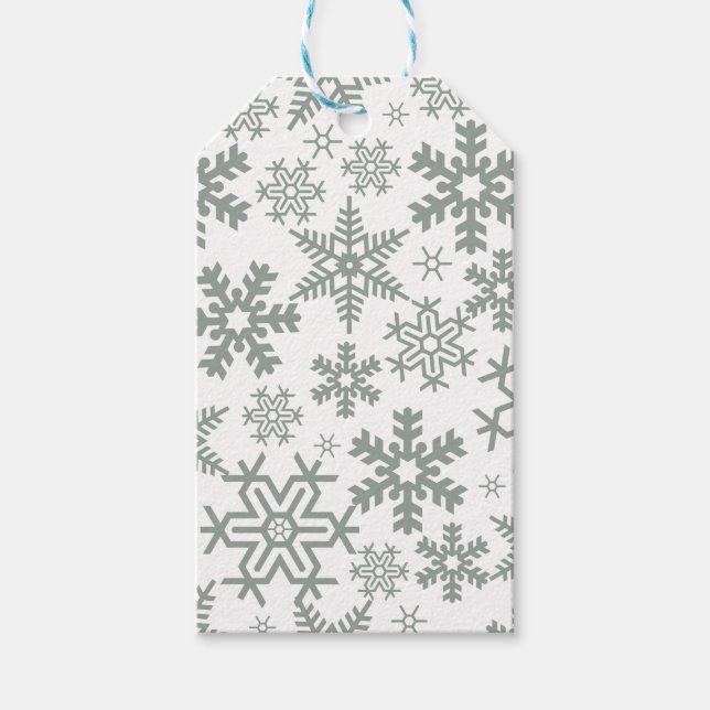 VIT MED BLÅ VINTERSNÖFLINGOR PRESENTETIKETT (Framsidan)
