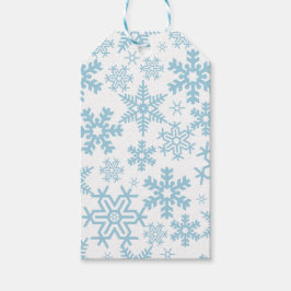 VIT MED BLÅ VINTERSNÖFLINGOR PRESENTETIKETT