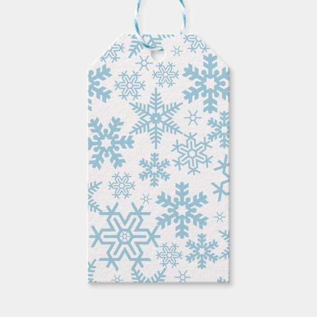 VIT MED BLÅ VINTERSNÖFLINGOR PRESENTETIKETT (Framsidan)