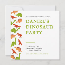 Vit med Dinosaur Graphics Dinosaur Birthday Inbjudningar