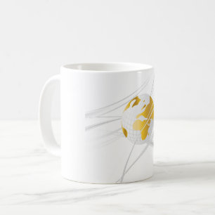 Vit med grå färgjordklotmuggen kaffemugg