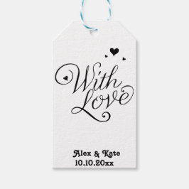 Vit med Kärlek Cute Modern Calligraphy Bröllop Presentetikett