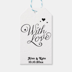 Vit med Kärlek Cute Modern Calligraphy Bröllop Presentetikett