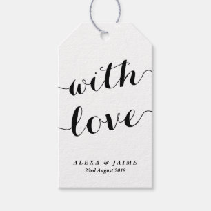 Vit med Kärlek Cute Modern Calligraphy Bröllop Presentetikett