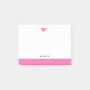 Vit med låg Rosa & Gräns + Namn Post-it Block