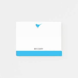 Vit med lilla Himlar Blue Bird & Gräns + Namn Post-it Block