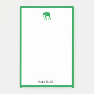 Vit med ljus Grönt Elephant & Gräns + Namn Post-it Block