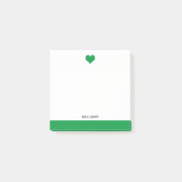 Vit med ljust Grönt Heart & Gräns + Namn
