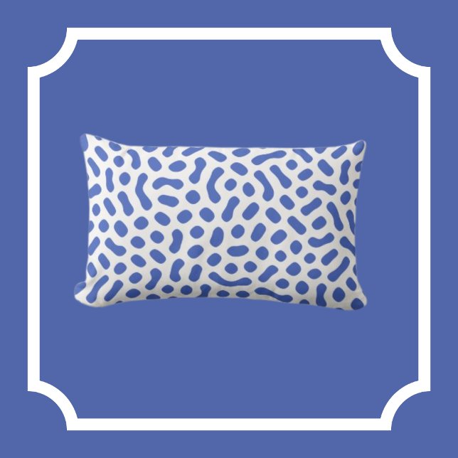 Vit med Periwinkle Blue Jelly Bean liknande former Lumbarkudde (Skapare uppladdad)
