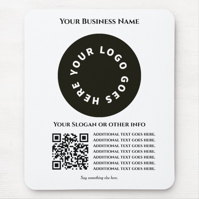 Vit med QR-kod lägger till egen text och logotyp Musmatta (Framsidan)
