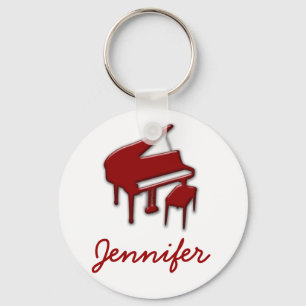 Vit med Red Piano Namn Monogram Student Gift Nyckelring