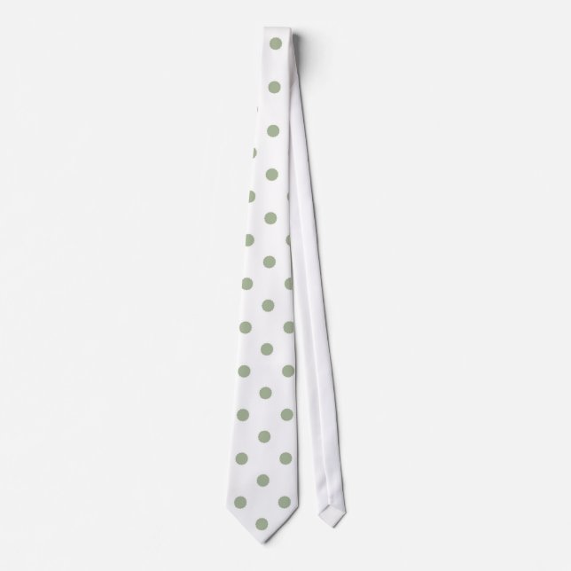 Vit med Sage Grönt Dots (jul 1) Manar Tie Slips (Framsida)