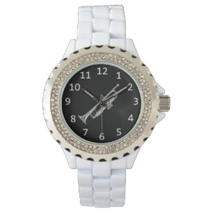 Vit med silvertrumpet armbandsur