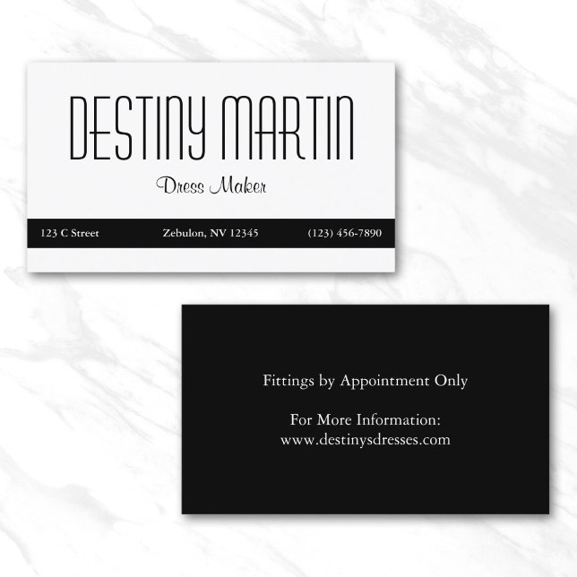 Vit med svart kontaktlist visitkort (White with Black Contact Bar Business Card)
