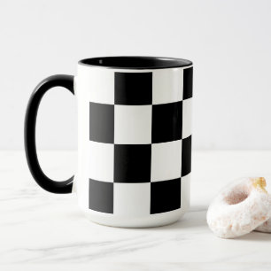 Vit med svart kvadratisk Mönster 15 oz-kombination Mugg