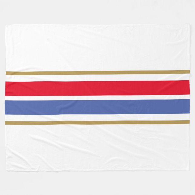 Vit, medelblå, ljusblå Tävla Rand Fleecefilt (Framsidan (Horisontell))