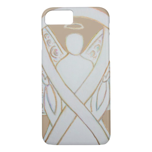 Vit medvetenhet Ribbon Angel Anpassningsbar iPhone Case-Mate iPhone Skal (Baksida)