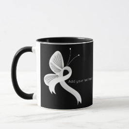 Vit medvetenhet Ribbon Butterfly Coffee Mugg