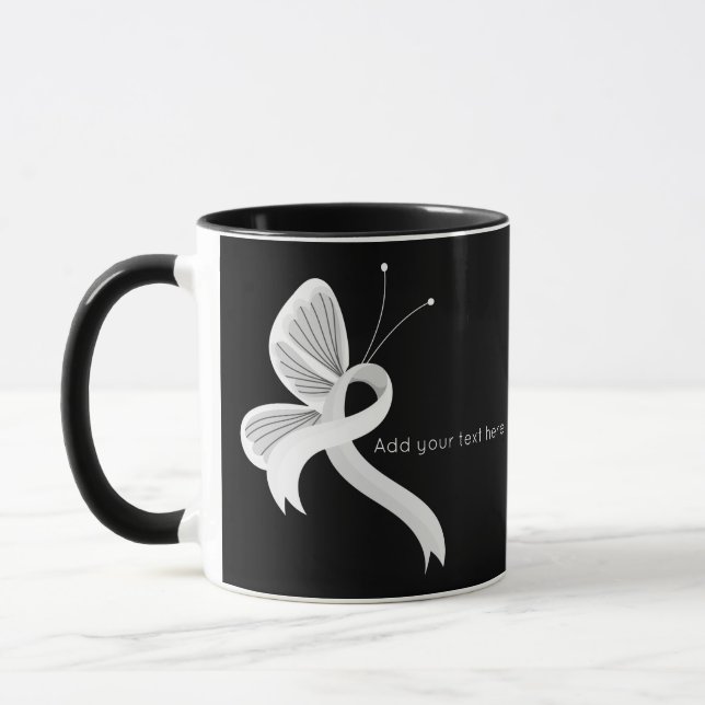Vit medvetenhet Ribbon Butterfly Coffee Mugg (Vänster)