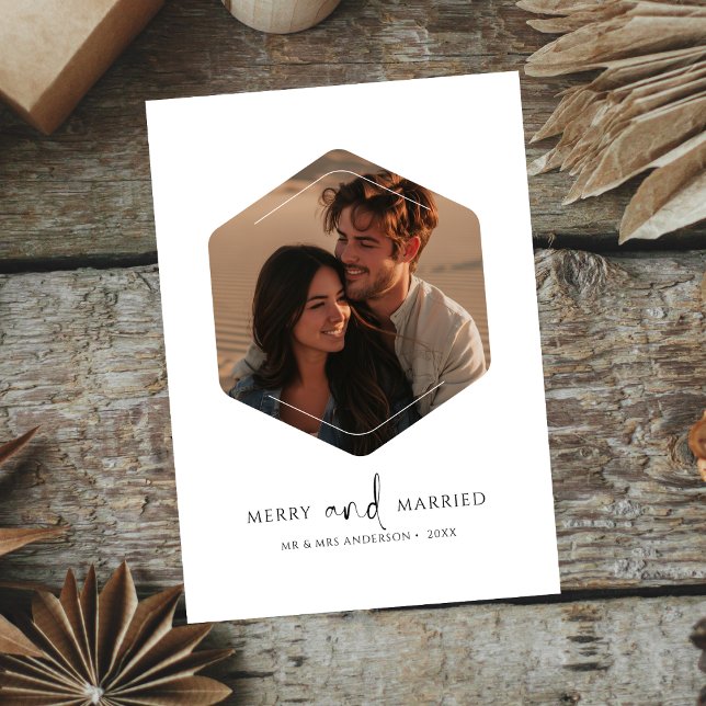 Vit merry & marktad julpolygonfoto julkort (Skapare uppladdad)