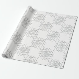 Vit metallisk Grått-hexagongeometri Silver Presentpapper