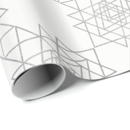 Vit metallisk Grått-hexagongeometri Silver Presentpapper
