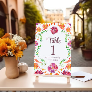 Vit mexikansk blomsterfiesta bröllopsbord nummer