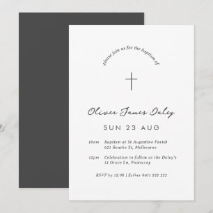 Vit, minimal baptism - Christening Kor-inbjudan Inbjudningar